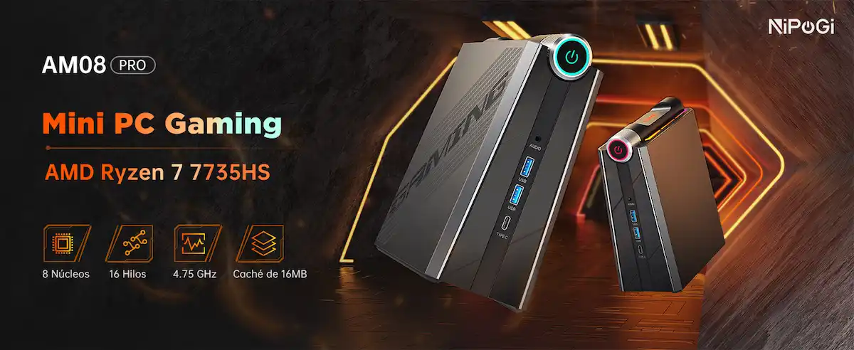 Ver Ficha del Producto NiPoGi AM08PRO RGB Mini PC Gaming
